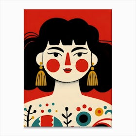 Chinese Girl Red Cheeks Portrait Canvas Print