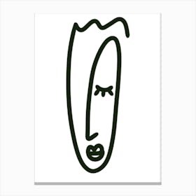Face Of A Woman Abstract Line Art Minimalist Illustration Canvas Print