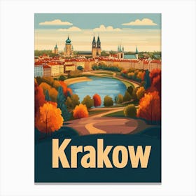 Aihrgdesign A Mid Century Modern Travel Poster For Krakow Canvas Print