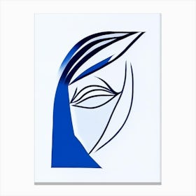 Wisdom Symbol Blue And White Line Drawing Canvas Print