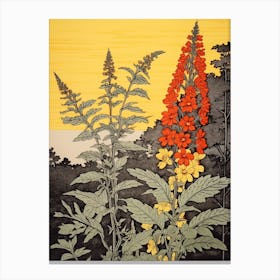 Nokanzou Goldenrod 2 Vintage Botanical Woodblock Canvas Print