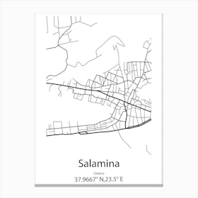 Salamina,Greece Minimalist Map Canvas Print