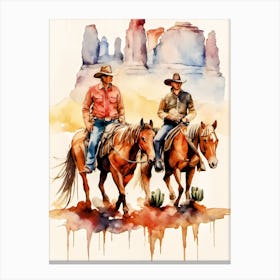 Two Cowboys On Horses Canvas Print