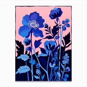 Blue Flower Illustration Aconitum 2 Canvas Print