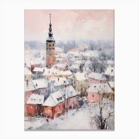 Dreamy Winter Painting Vilnius Lithuania 1 Canvas Print