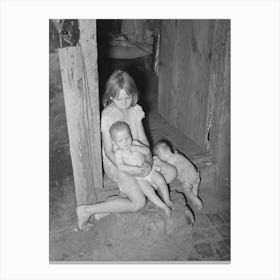 Children Of Agricultural Day Laborer In Doorway Of Home Near Tullahassee, Oklahoma, Wagoner County By Russe Canvas Print