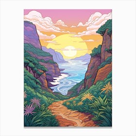 Kalalau Trail Hawaii 2 Hike Illustration Canvas Print