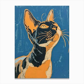 Devon Rex Linocut Blockprint 2 Canvas Print