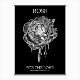 Black And White Rose Line Drawing 1 Poster Inverted Canvas Print