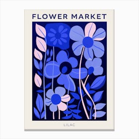 Blue Flower Market Poster Lilac 5 Canvas Print
