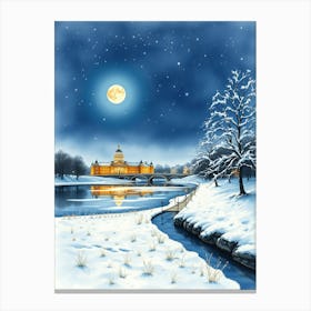 Winter Night In Sweden Canvas Print