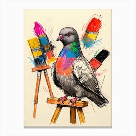 Pigeon Painting Canvas Print