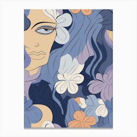 Abstract Face With Flowers 1 Canvas Print