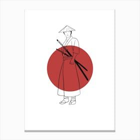 Line Art Samurai Japanese Style Canvas Print