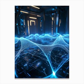 An Advanced Ai Network System Manifests Itself A Dynamic Almost Organic Mesh Intricately Woven Acr (4) Canvas Print