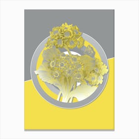 Vintage Antique Flower Botanical Geometric Art in Yellow and Gray n.463 Canvas Print