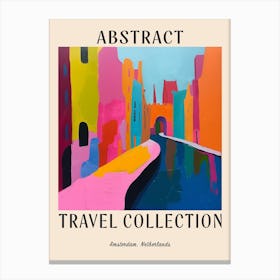 Abstract Travel Collection Poster Amsterdam Netherlands 3 Canvas Print