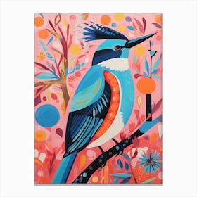 Colourful Scandi Bird Kingfisher 3 Canvas Print