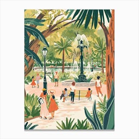 City Park Storybook Illustration 3 Canvas Print