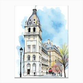 France Watercolor Sketch Canvas Print