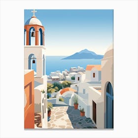 Santorini, Greece, Graphic Illustration 1 Canvas Print