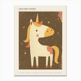Muted Mustard Coral Mocha Unicorn Poster Canvas Print