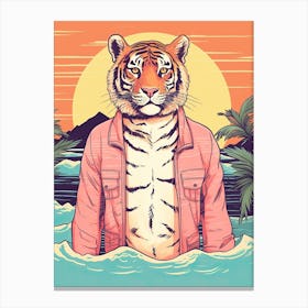 Tiger Illustrations Wearing A Beach Suit 1 Canvas Print