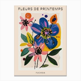 Spring Floral French Poster  Fuchsia 4 Canvas Print