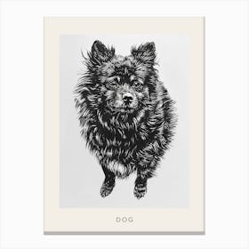 Cute Furry Dog Line Sketch Poster Canvas Print