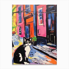 Painting Of A Cat In Syracuse Italy Canvas Print