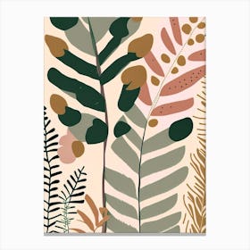 Christmas Fern Wildflower Modern Muted Colours 1 Canvas Print