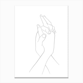 Hands Together Canvas Line Art Print