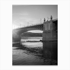 Margaret Bridge Budapest, Hungary | Black and White Photography Canvas Print