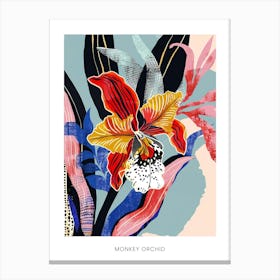 Colourful Flower Illustration Poster Monkey Orchid 4 Canvas Print