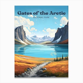 Gates Of The Arctic Park Souvenir Travel Illustration Canvas Print