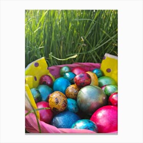 Easter Eggs In A Basket 12 Canvas Print