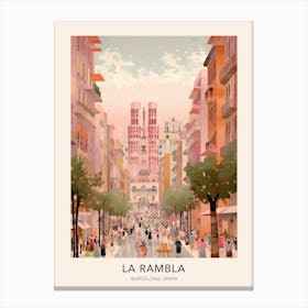 The La Rambla Barcelona Spain Travel Poster Canvas Print