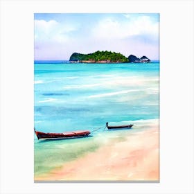 Chaweng Beach, Koh Samui, Thailand Watercolour Canvas Print