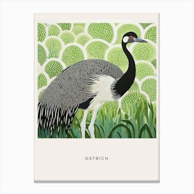 Ohara Koson Inspired Bird Painting Ostrich 1 Poster Canvas Print