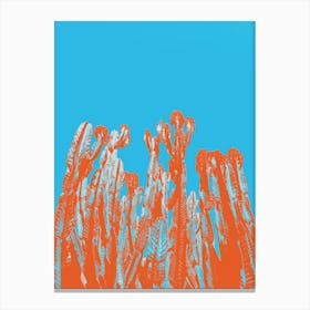Pop Art Desert Orange Teal Cactus Canvas Print