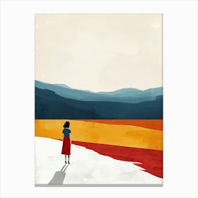 Girl In The Red Dress, Minimalism Canvas Print