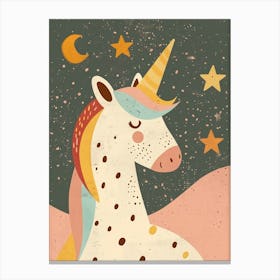 Pastel Peach Mustard Unicorn With The Stars Canvas Print