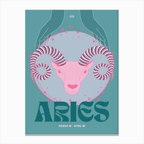 Teal Zodiac Aries Canvas Print