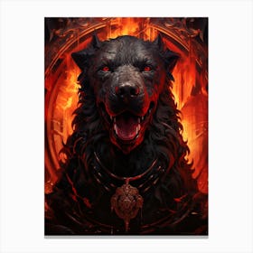 Wolf In Flames 6 Canvas Print