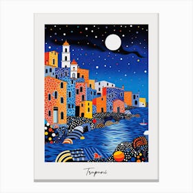Poster Of Trapani, Italy, Illustration In The Style Of Pop Art 1 Canvas Print
