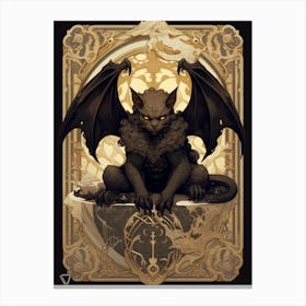  Gargoyle Tarot Card Black & Gold 1 Canvas Print
