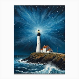Lighthouse In The Storm Vincent Van Gogh Painting Style Illustration (12) Canvas Print