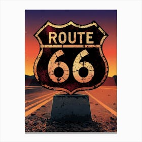 An Illustration Of A Weathered Route 66  Leinwandbild