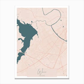 Waco Texas Pink and Blue Cute Script Street Map Canvas Print