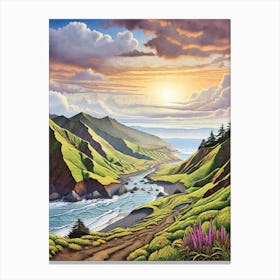 Sunset On The Coast Canvas Print